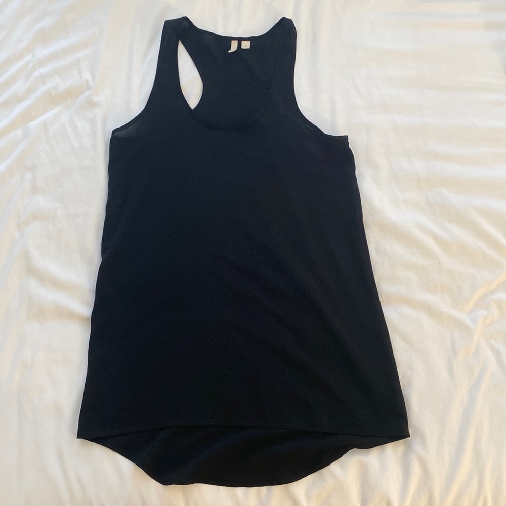 Scoop Neck Black Silky Tank